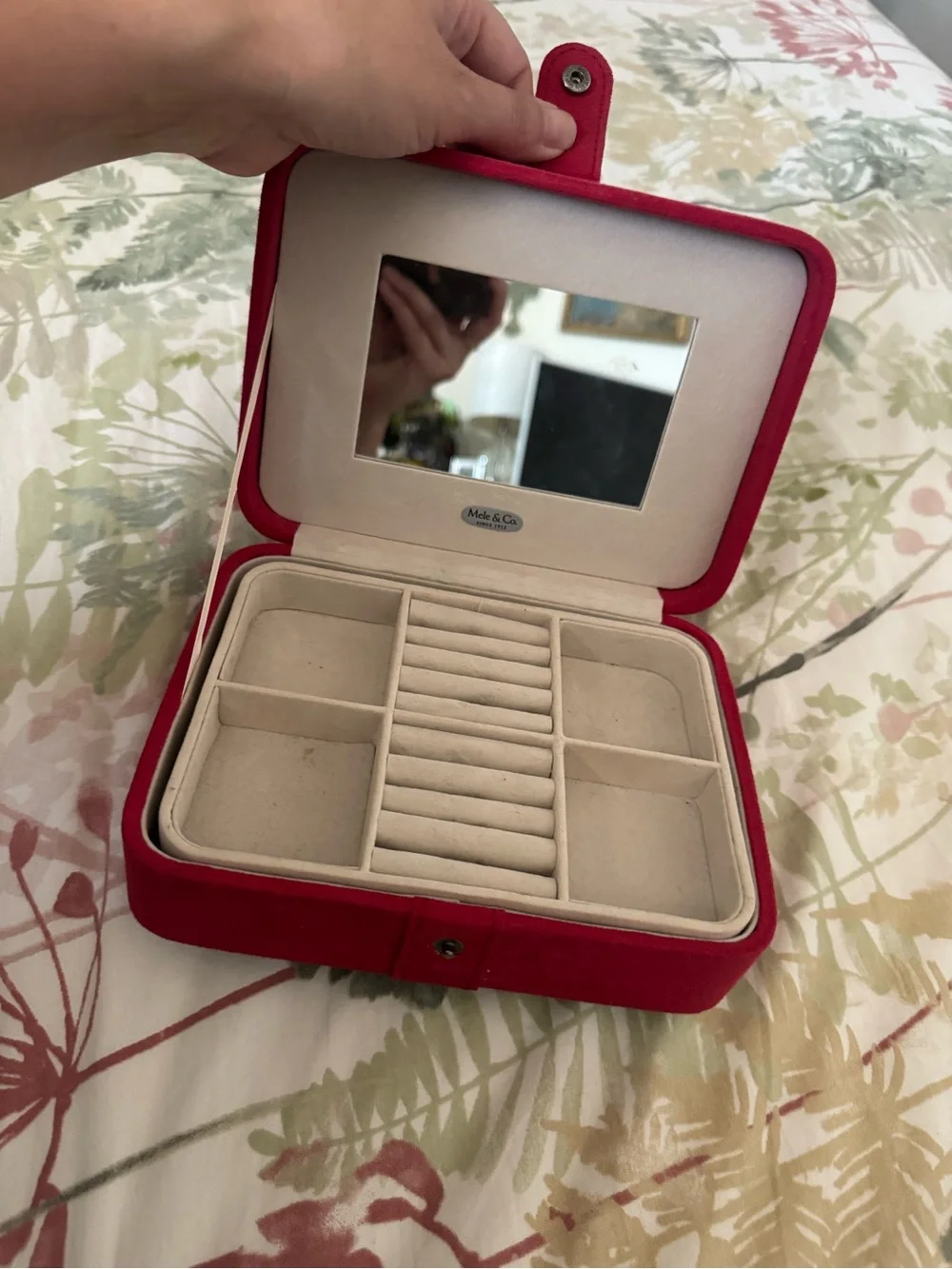 Mele & Co Red Velvet Jewelry Box with removable tray